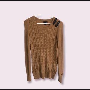 Tommy Hilfiger Tan Sweater with Shoulder Buckle Detail